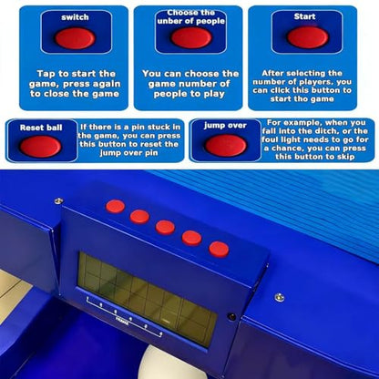 Electronic Bowling Alley Game Set Portable with Auto Scoring & Automatic Reset Lighting Simulation Sound Effect - Foldable Design with 6 Pins 2 Balls for Home Family Bonding Activities 3.5m/137.8in - size: 3.5m/137.8in