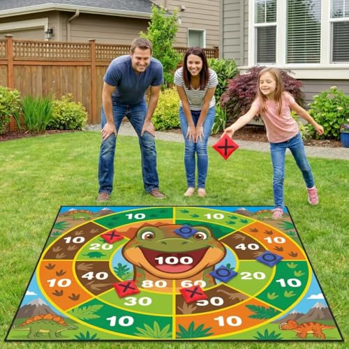 Giant Tic Tac Toe Game Outdoor - 4x4 FT Large 2-in-1 Bean Bag Toss Game for Kids and Adults, Double Sided Portable Yard Games for Backyard, Lawn, and Party