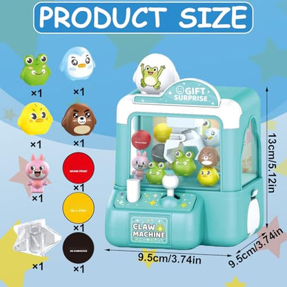 Mini Claw Machine for Kids Small Vending Machine Toys Adorable Animal Theme Arcades Game Party Toy Birthday Gifts for Children,3.7X5.1in - color: Green