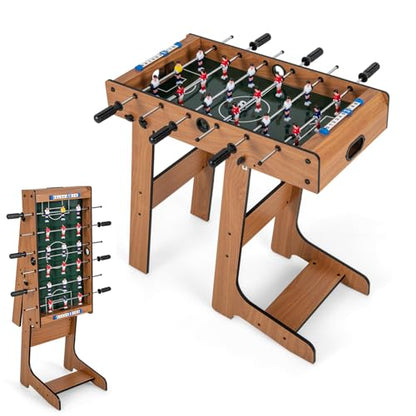 KOTEK Folding Foosball Table, 27 Inch Football Game Table with 2 Mini Balls, Soccer Table Game for Kids Adults Family Game Night, Space Saving for Indoor Game Room Home