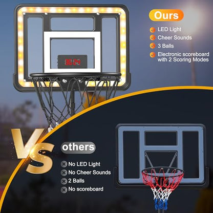 Kids Indoor Basketball Hoop with Scoreboard & Timer,Toddler Adjustable Height Basketball Goal Toy for Outdoor Backyard,Sports Game Play - style: Stand