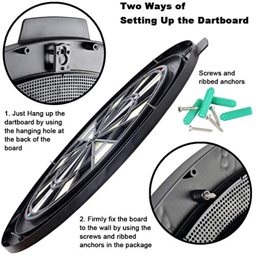 ONE80 Dartboard 18' Plastic Board with 12 Soft Tip Darts, 20 Extra Tips, Mounting Kit - style: S Dartboard I