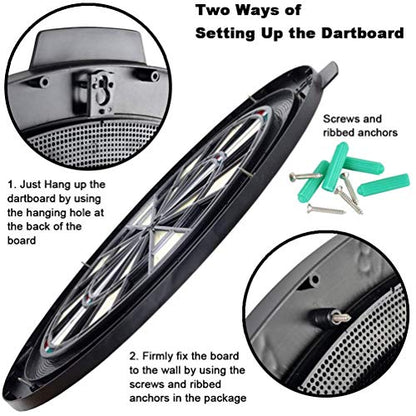 ONE80 Dartboard 18' Plastic Board with 12 Soft Tip Darts, 20 Extra Tips, Mounting Kit - style: S Dartboard I