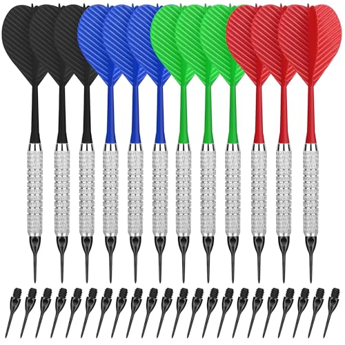 CyeeLife Plastic Tip Darts,12pcs Soft Darts Set with 100 Plastic Tips for Electronic Dartboard