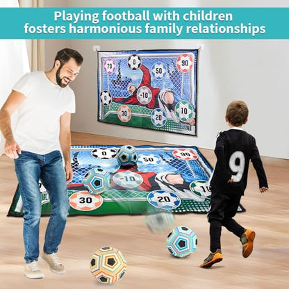 Soccer Ball Game Mat Set, Sticky Soccer Ball Indoor Target Toss Party Game, Sports Toys and Gift for Kids Boys Girls for 3 4 5 6 7 8 Year Old Boy Toys Birthday