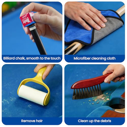 23 PCS Pool Table Brush Set Accessories, Wooden Billiard Triangle & Diamond Rack for 2-1/4" Pool Balls, Professional Billiard Accessories Kit with Cue Chalk for Beginners and Professional Players