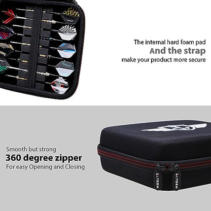 LTGEM Darts Case Compatible with All Specifications of Darts Steel Tip and Soft Tip Darts, Plastic Darts, Holds 18 Darts and Extra Accessories, Tips, Shafts and Flights(Only Case)