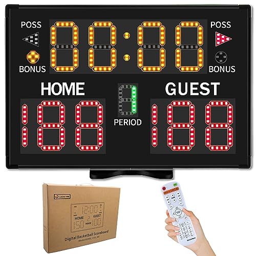 LUCKY TIME Electronic Basketball Scoreboard with Buzzer, Digital Scoreboard with Remote,Portable Score Keeper Battery Powered Score Board for Sports Games - style: 11digits