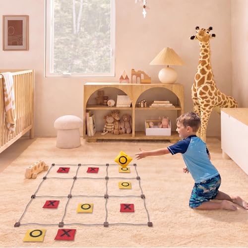 WILLOWDALE Giant Tic Tac Toe Game Outdoor, 3.9ft x 3.9ft Bean Bag Toss Game for Kids, Large Outside Game for Family Gathering, Giant Yard Game for Adults, Outdoor Field Games for Lawn s & Backyard