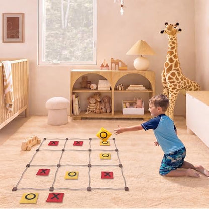 WILLOWDALE Giant Tic Tac Toe Game Outdoor, 3.9ft x 3.9ft Bean Bag Toss Game for Kids, Large Outside Game for Family Gathering, Giant Yard Game for Adults, Outdoor Field Games for Lawn s & Backyard