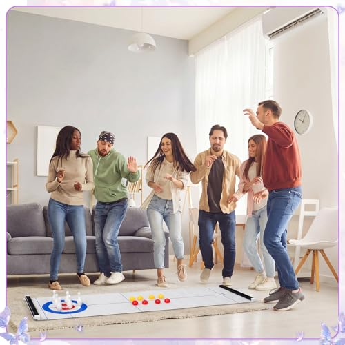 Capoda Tabletop Curling and Bowling Games Baby Shower Game Set Include 8 Curling 6 Bowling 1 Mat 2 Magnetic Strip for Indoor Birthday Bridal Shower Gender Reveal Table Decoration Supplies(Butterfly) - style: Butterfly