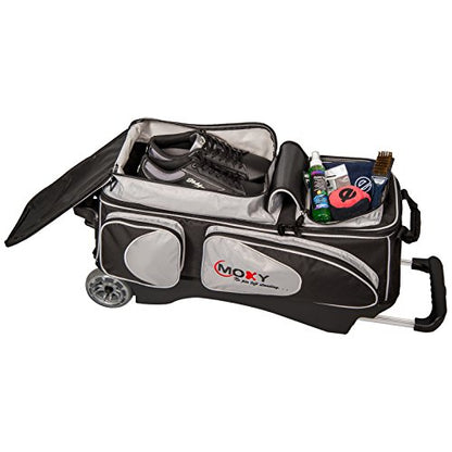 Moxy Deluxe Triple Roller Bowling Bag - Silver/Black