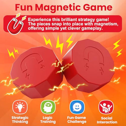 LLESSOO Magnet Game with String, Fun Strategy Board Games for Kids 8-12 and Adults, Magnetic Game for Family Night, Party & Travel, Includes 20 Chess Pieces, Rope and Storage Bag