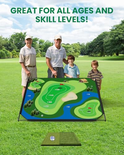 NAIZEA Golf Chipping Game with Stand - Golf Target Battle Games with Hitting Mat, 25 Sticky Balls, Indoor Outdoor Portable Golfs Game for Chipping Practice for Dads Golfers,80"x80"
