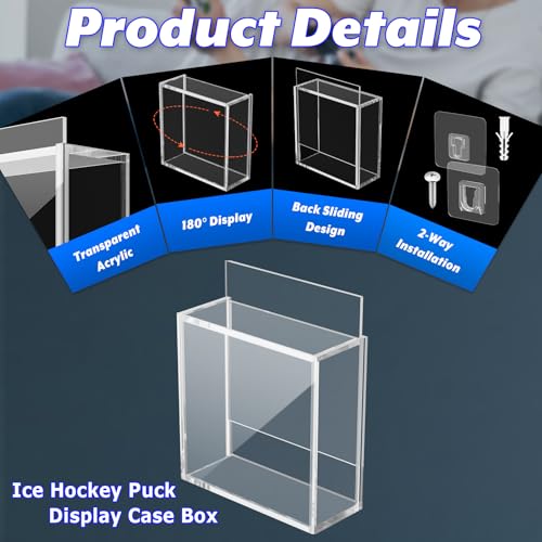 Cosmos Ice Hockey Puck Display Case Box Hockey Puck Wall Mount Holder Acrylic Display & Storage Showcase for Collectible Hockey Puck / Game Winning Puck, Memorabilia, Collectible Figure Stand (1)