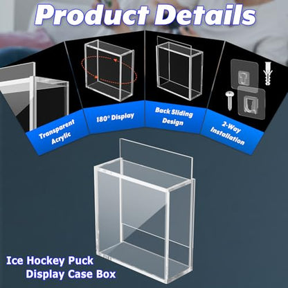 Cosmos Ice Hockey Puck Display Case Box Hockey Puck Wall Mount Holder Acrylic Display & Storage Showcase for Collectible Hockey Puck / Game Winning Puck, Memorabilia, Collectible Figure Stand (1)