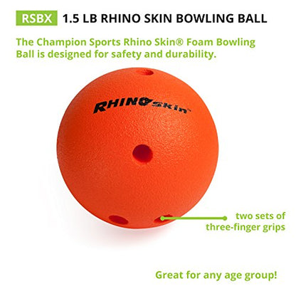 Champion Sports Foam Bowling Ball: Rhino Skin Soft - 1.5 Lb Bright Orange