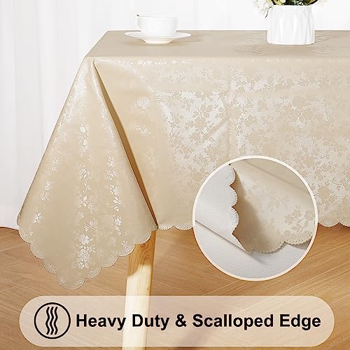 Smiry Rectangle Table Cloth, Waterproof Heavy Duty Vinyl Tablecloths, Wipeable Washable Table Cover for Kitchen and Dining Room (Beige, 52" X 70") - color: Beige, size: 52 in x 70 in