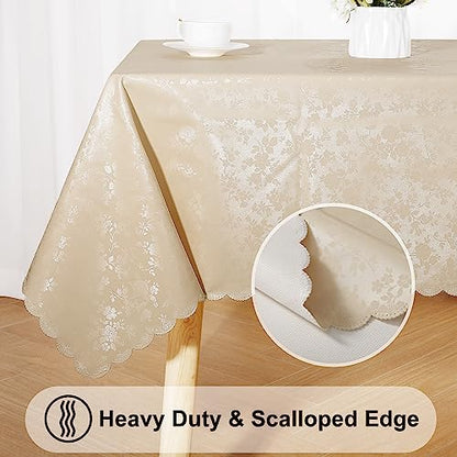 Smiry Square Table Cloth, Waterproof Heavy Duty Vinyl Tablecloths, Wipeable Washable Table Cover for Kitchen and Dining Room (Beige, 60" X 60") - color: Beige, size: 60" x 60" (Square)