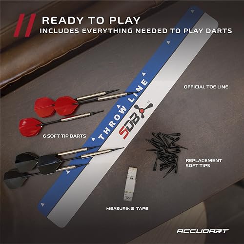 Accudart Smart Electronic Dartboard – Soft Tip Board with Online Play, Bluetooth App Scoring, Stat Tracking & 15.5” Regulation Target