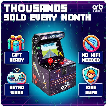 Mini Arcade Machine, 240 Built-in 8-Bit Games, 2.5” Full Colour Screen, 8-Way Joystick, Handheld Retro Games Console – Orb Gaming by ThumbsUp! - color: Arcade 240 (240 Games)