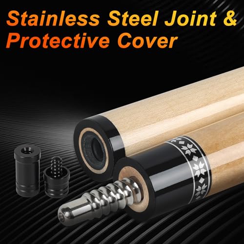 Pool Cues Stick,3 in 1 Adjustable Maple Pool Cue Stick Sets Cue Sticks 58 inch Pool Cues Adult Canadian Maple Wood Billiard Stick with Carry Case Joint Protective Cover - color: 20oz+Extension Rod