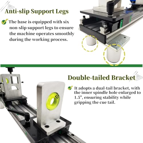 Professional Pool Cue Lathe Machine Billiard Cue Repair Machine Multi-Functional Cue Tip Repair Kit for Pool Stick Double Track Chuck 450W 110V