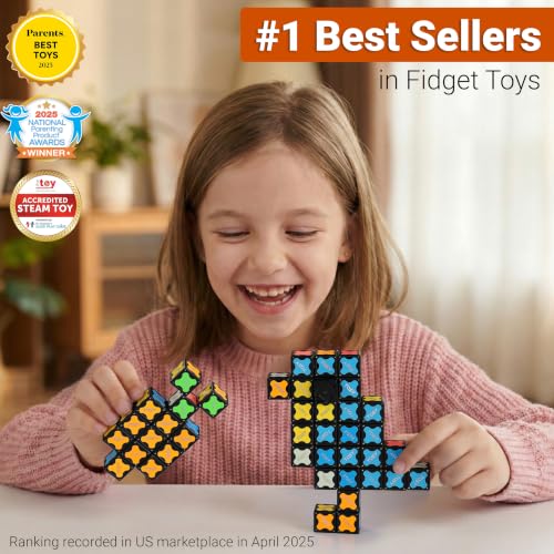 TOSY Magnet Cube 3x3 - 240 Magnets, 30 Blocks, 7in1 Toy: Puzzle Cube Game, Creative Building Blocks, Transformable Fidget Spinner, Infinity Cube, Magnet Tiles, UV Flashlight, Glowing STEM/STEAM Toy - color: Cube 3x3x3