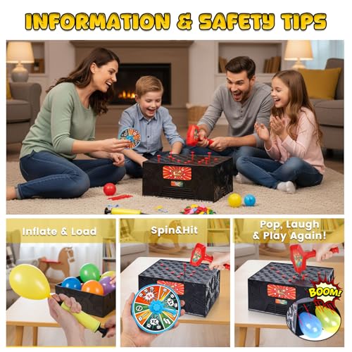 LovesTown Balloon Pop Game, Blast Box Board Games for Family Night Juegos De Mesa Birthday Gifts Party Supplies for Adults and Kids