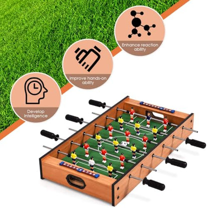 GLACER Multi Game Table, 2 in 1 Mini Foosball Table w/Manual Scoring Bar, Realistic Playing Field, Compact Air Hockey Table for Game Room, Home, Play Room, Bars, Parties