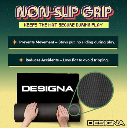 Designa Darts | Non-Slip Carpet Dart Mat with Double Top Design & Throw Lines | 290cm x 60cm
