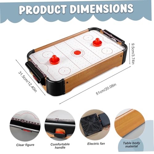 Air Hockey Table for Kids, 20 x 12 x 4 Portable Small Air Hockey Table, Floating Games with Electric Fan, Puzzle Tabletop Games for Kids Boy Girl, No Battery