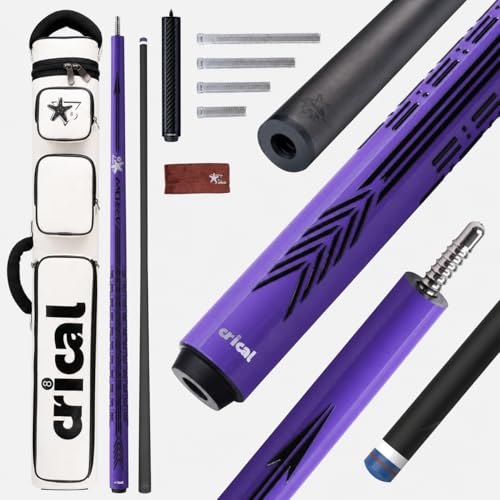 CRICAL Carbon Fiber Pool Cue Stick - 58" Low Deflection Professional Pool Cue with Pro Taper Shaft, 3D Anti-Slip Wrapless Grip, 12.5mm Tip & 3/8x8 Joint Billiard Stick for Enhanced Control & Accuracy - color: CL-PD-Set1 Purple
