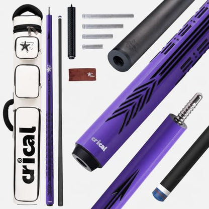 CRICAL Carbon Fiber Pool Cue Stick - 58" Low Deflection Professional Pool Cue with Pro Taper Shaft, 3D Anti-Slip Wrapless Grip, 12.5mm Tip & 3/8x8 Joint Billiard Stick for Enhanced Control & Accuracy - color: CL-PD-Set1 Purple