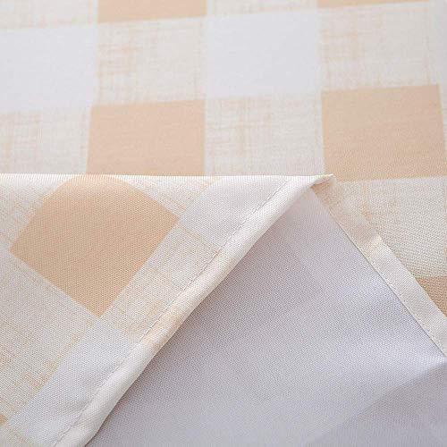 Melaluxe Spring/Summer Wrinkle-Free Waterproof Outdoor Tablecloth with Umbrella Hole and Zipper, Beige Checkered, 60" Round-Zippered - color: Beige Checkered, size: 60" (Round)