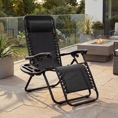 Best Choice Products Set of 2 Adjustable Steel Mesh Zero Gravity Lounge Chair Recliners w/Pillows and Cup Holder Trays - Black - color: Black, size: Standard