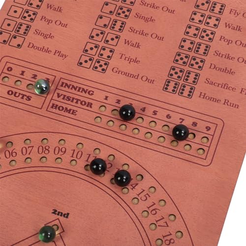 TOPINCN Baseball Dice Board Game, Premium Solid Wood Table Game with Dice and Marbles Fun Baseball Battle for Kids Adults Family Party Gatherings