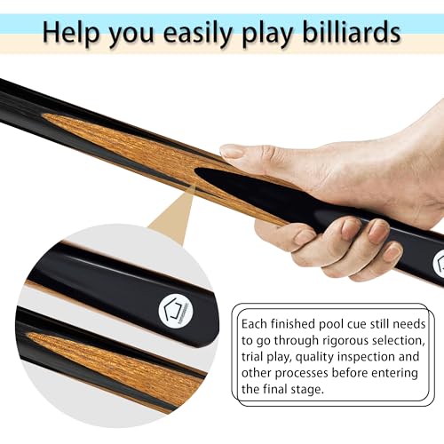 HomeSeason 57inch Snooker Cue Stick 18oz 3/4 Jointed Pool Cue, with Extension, Cue Case, Durable Ash Wood and Red Maple Construction Billiards Cue - color: HSS02