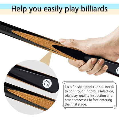 HomeSeason 57inch Snooker Cue Stick 18oz 3/4 Jointed Pool Cue, with Extension, Cue Case, Durable Ash Wood and Red Maple Construction Billiards Cue - color: HSS02