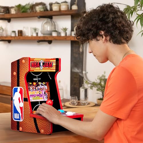 Arcade1Up NBA JAM Countercade Arcade Machine with NBA JAM TE and NBA Hang Time, 7" LCD Screen, Light-Up Marquee and Real-Feel Arcade Controls