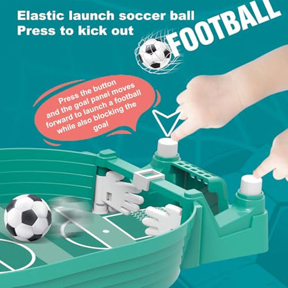 Tabletop Foosball Game, Easy Assembly Desktop Soccer Board for Two Players, Portable Football for Family Night - color: Blue