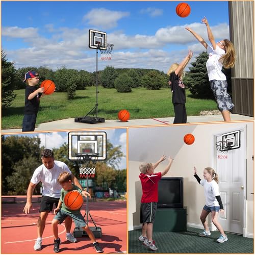 Kids Indoor Basketball Hoop with Scoreboard & Timer,Toddler Adjustable Height Basketball Goal Toy for Outdoor Backyard,Sports Game Play - style: Stand & Door