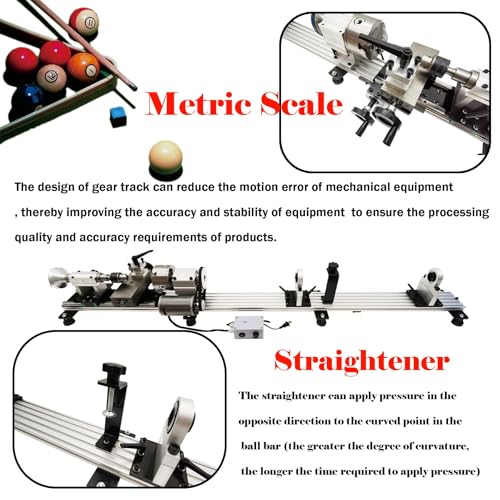 110V Billiard Cue Repair Machine, Pool Cue Lathe Repair Machine Single Track Multi-Function Snooker Cue Fixing Kit 0-2000rpm for Hall/Home/Club 450W