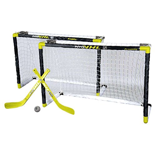 Franklin Sports NHL Kids Mini Knee Hockey Set - 2 Mini Goals + 2 Knee Hockey Sticks - Foam Ball Included - Kids Toy Set