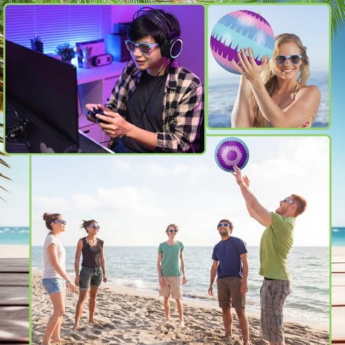 48 Pcs Video Game Themed Party Favors Beach Ball with Glasses 10 Inch Gaming Themed Inflatable Ball Birthday Decorations Team Gift Summer Pool Party Supplies for Goodie Bag - style: Neon