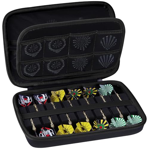 Case Compatible for 12 Darts, Holds Darts and Extra Accessories - color: Black