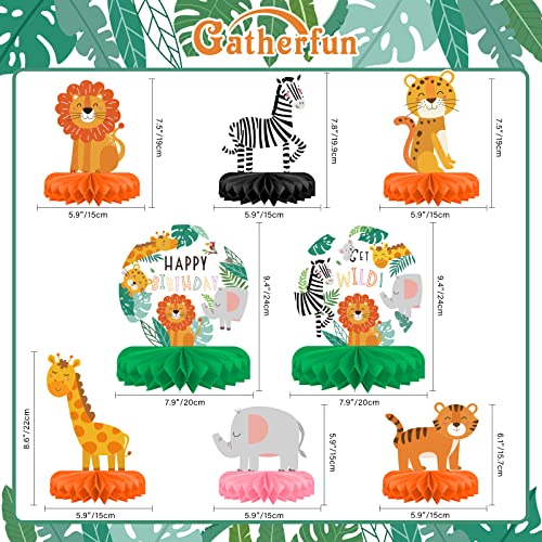 Safari Birthday Decorations Table Centerpiece - Jungle Animals Theme Party Supplies, Honeycomb Table Toppers for Animal Jungle Theme Party Decorations - style: safari