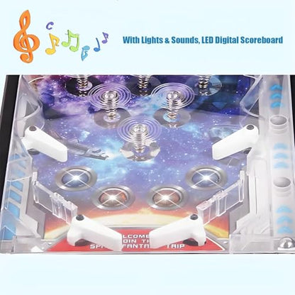 Tabletop Pinball Machine Retro, Classic Pinball Toy with Lights Sounds, Electronic Pinball Ball Shooting Game, Arcade Puzzle Games for Kids, Gift for Birthday Christmas Party