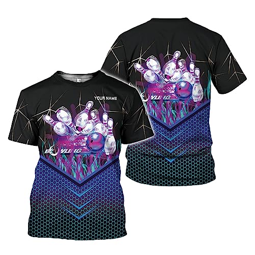 Rivelus Personalized Name Bowling Shirts for Men and Women 3D, Bowling Shirts for Team Bowling, Bowling Shirts Gift - color: Blm24
