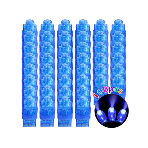 100pcs Blue Finger Lights, Glow in the Dark 4th of July Party Supplies, LED Finger Flashlights Patriotic Goodie Bag Stuffers Classroom Prizes, Carnival Concert Gifts Accessories - style: Blue-100